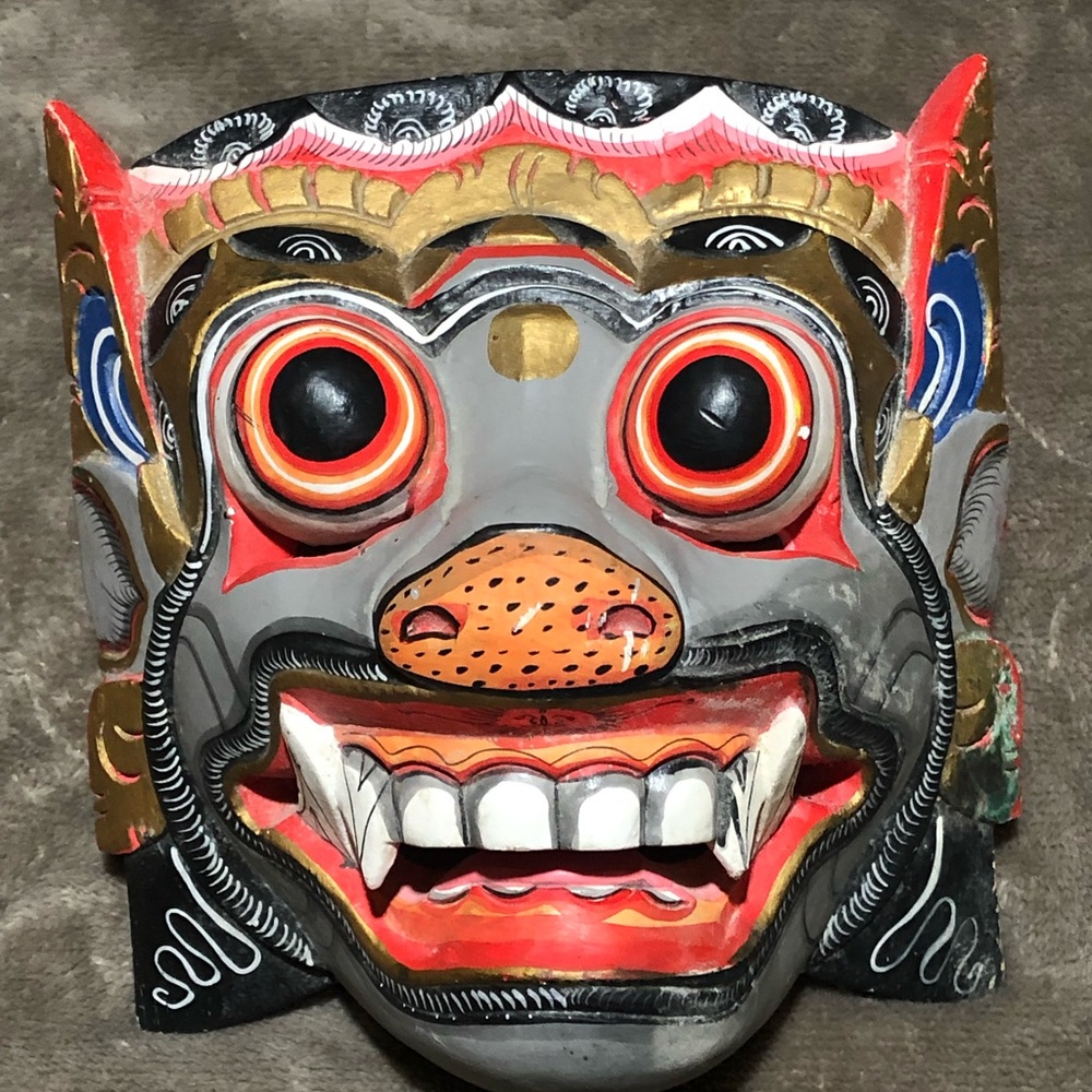 Balinese Barong Lion Hand Painted Wood Mask